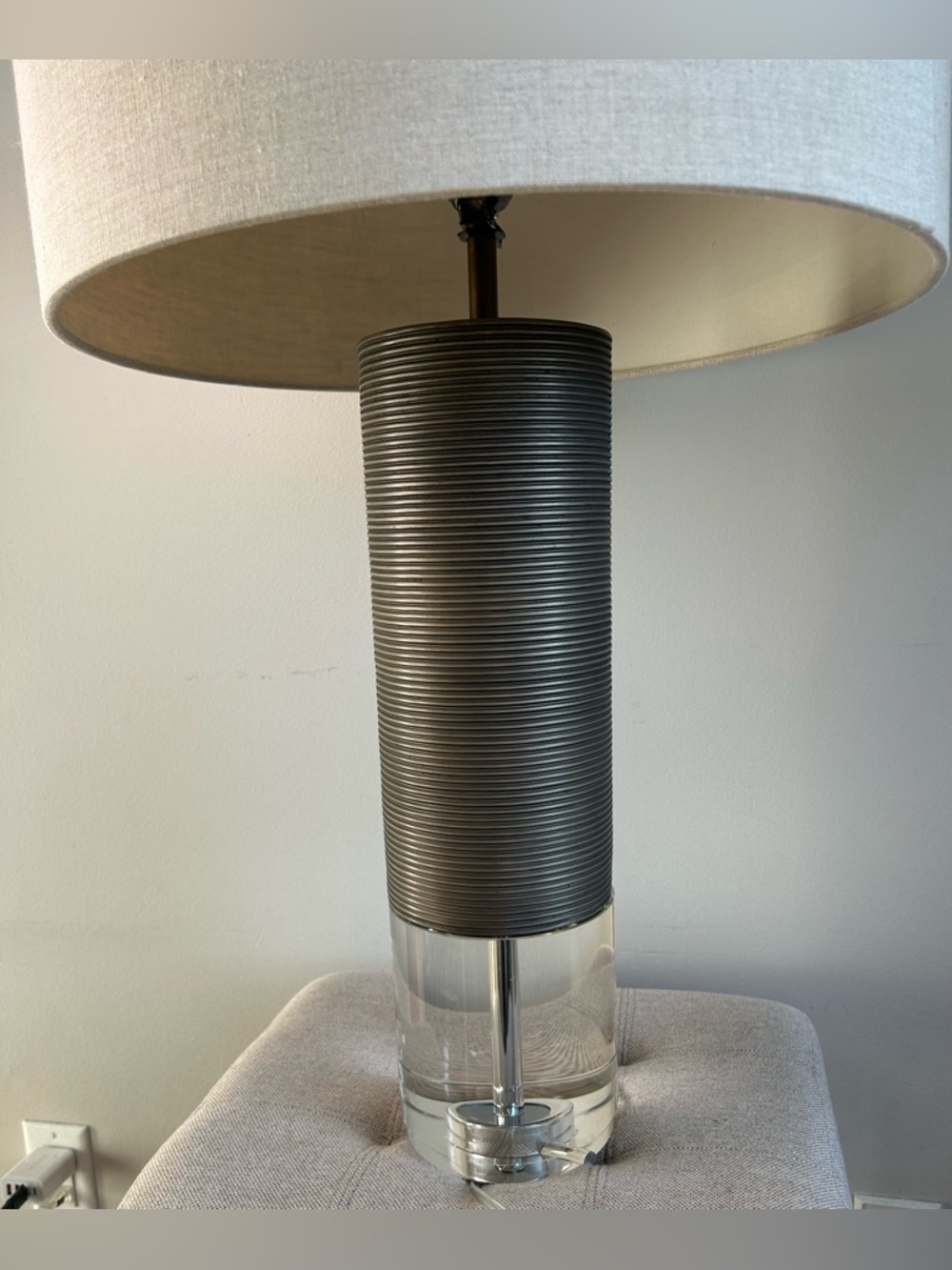 Flow Decor Baby Atlantic Table Lamp Glass Base Beautiful - Pre-owned See Pics - Picture 3 of 16